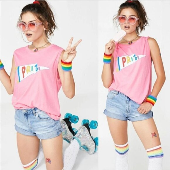 Wildfox Couture Pride Flag Muscle Tank NWT - Picture 1 of 4